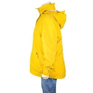 Lands' End Hooded Rain Jacket Womens XL Yellow Packable Preppy Coastal Gorpcore